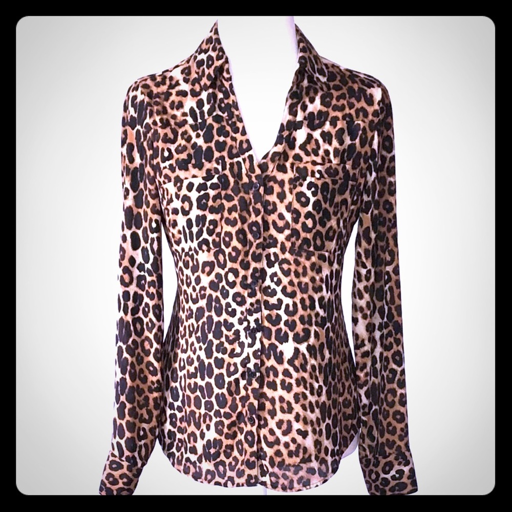 Express leopard print portofino blouse